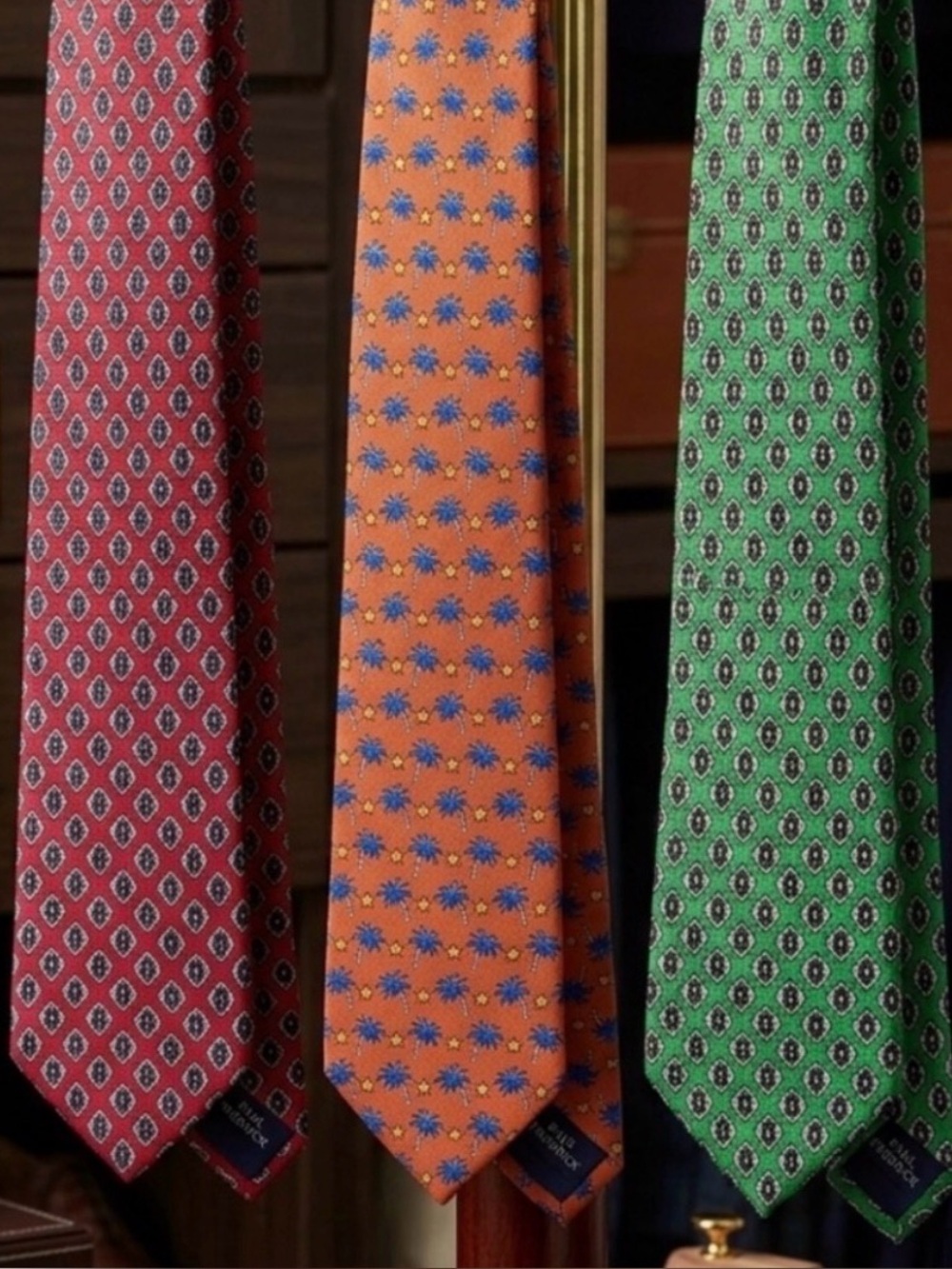 3 Paul Fredrick 100% Italian silk Men's Ties with Geometric Motif, palm tree